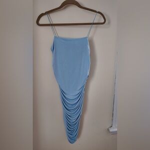 Elegant Forever 21 Baby Blue Ruched Mini Dress L Babydoll Lightweight Lagenlook